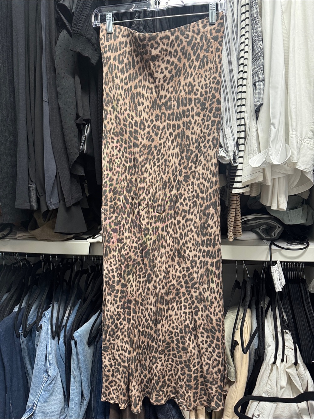 Z Supply Leopard Print Maxi Slip Skirt in Taupe and Black